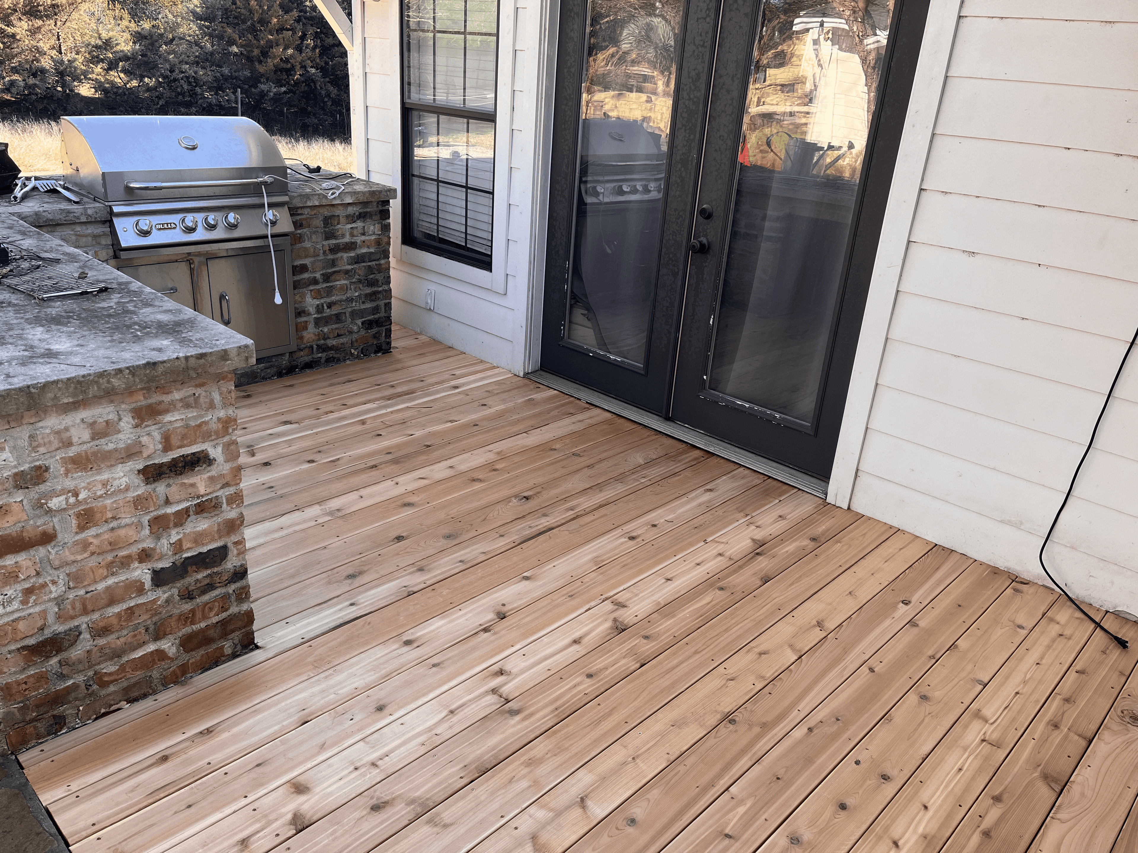 wooden porch renovation after