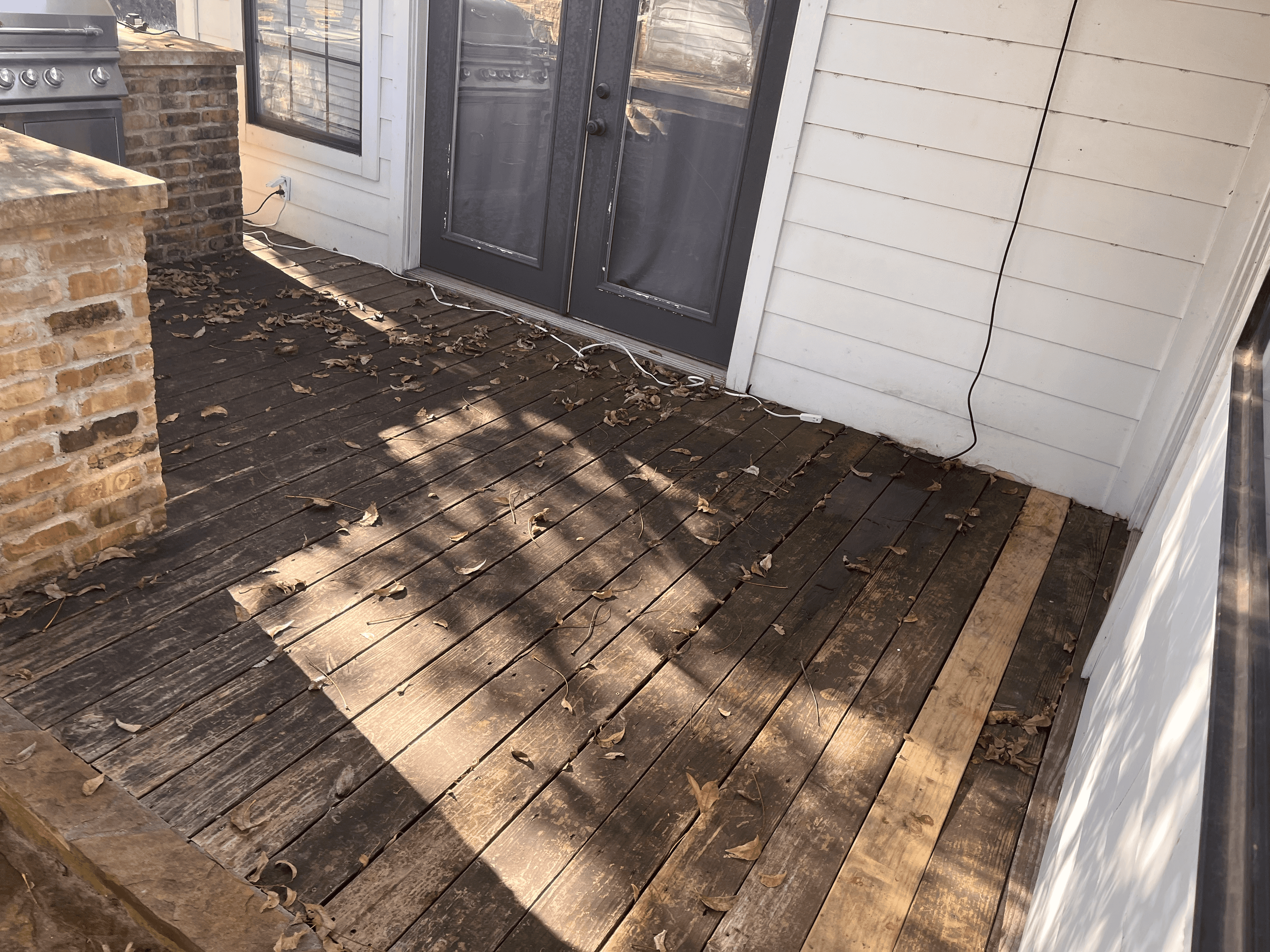 wooden porch renovation before